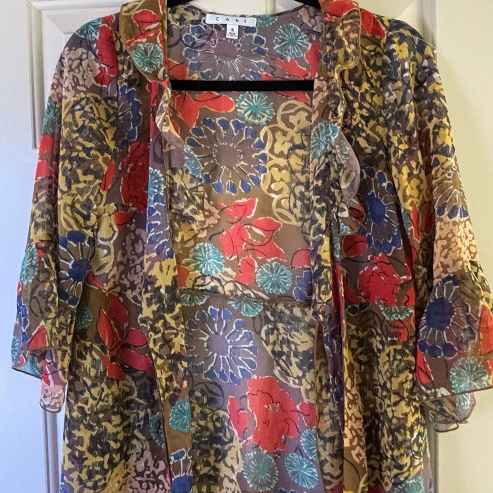CAbi Colorful Floral Blouse